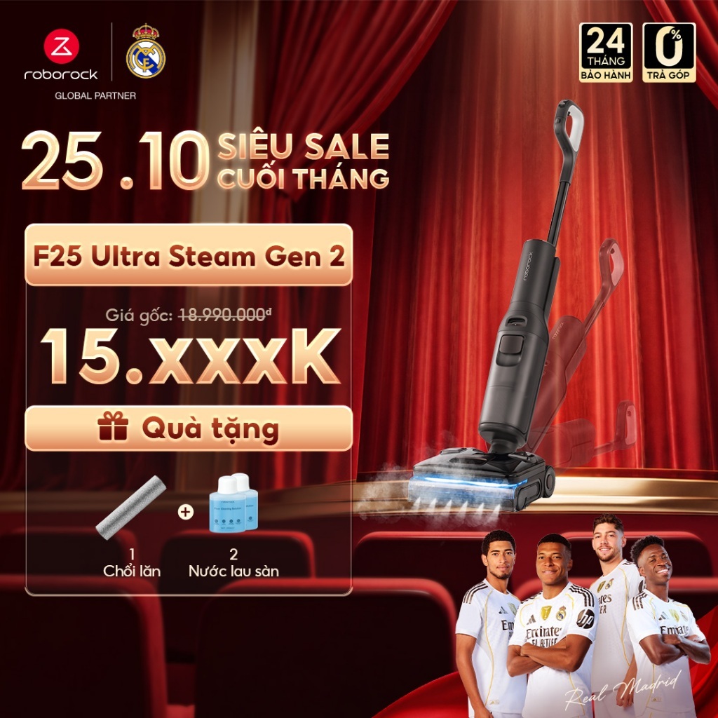 Roborock F25 Ultra Steam Gen 2 — mở bán 13,99tr · sàn 13.790.000đ