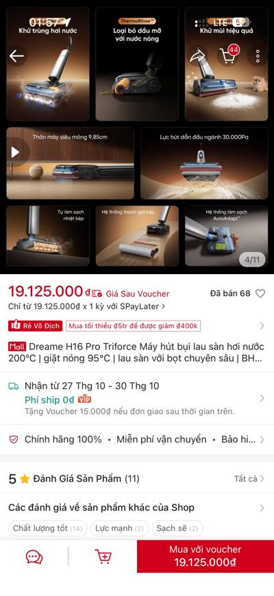 Dreame H16 Pro TriForce — 19.125.000đ · 68 đã bán