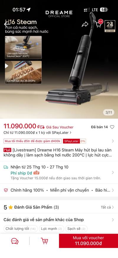 Dreame H16 Steam [Livestream] — 11.090.000đ · 14 đã bán
