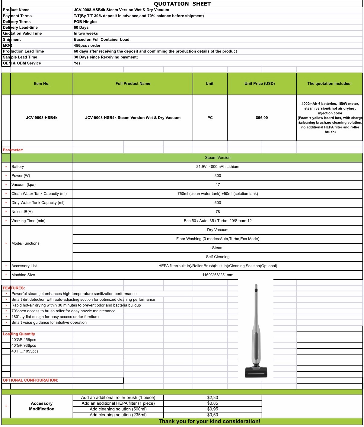 Báo giá gốc (Quotation Sheet) — UNIQ Falcon S9
